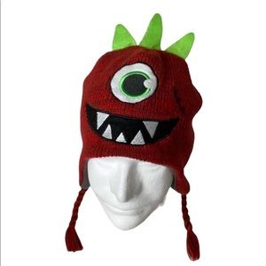 Disney Monster one eye knit fleece braids beanie hat cap size OS unisex EUC